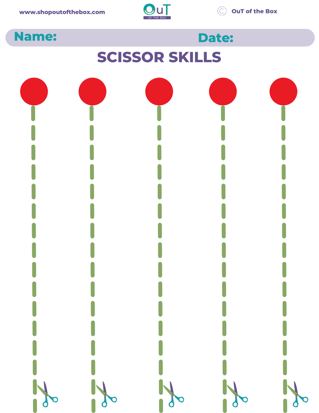Scissor Skills Worksheet Sample